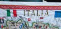 Италия - красива стара карта върху плат, ковьор, печат 85 х 50 см