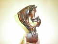 Красива Дървена Фигура Статуетка  с Коне - Рьчна Изработка, снимка 1 - Статуетки - 38374293