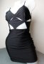 Bershka S/M черна къса рокля лъскава рокля с ликра, снимка 3
