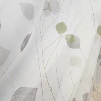 модел за тънко перде на сиви и зелени листенца , снимка 3 - Пердета и завеси - 44238866