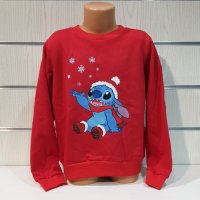 Нова коледна детска ватирана блуза с дълъг ръкав Стич (Stitch) в червен цвят, снимка 6 - Детски Блузи и туники - 38996217