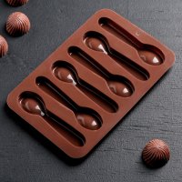 1938 Силиконова форма за шоколадови бонбони Лъжички, снимка 3 - Форми - 31558124
