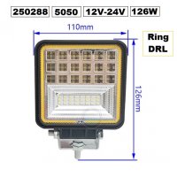 Халоген LED 126W 12/24V бял правоъгълен (1бр.) -250288, снимка 1 - Аксесоари и консумативи - 30709011