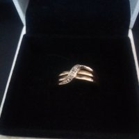 Дизайнерски златен пръстен с диаманти, снимка 1 - Пръстени - 35555060