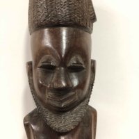 Африка, дърво, фигура, мъж, скулптура, антика, бюст, снимка 5 - Антикварни и старинни предмети - 42877736