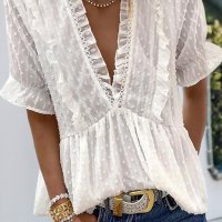 Дамска елегантна блуза в бяло, снимка 4 - Корсети, бюстиета, топове - 39994009