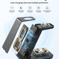  JoyGeek Безжично зарядно устройство за Samsung, 3 в 1, черно, снимка 5 - Безжични зарядни - 44641339