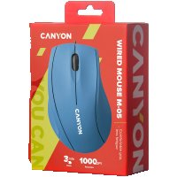 Мишка USB Оптична CANYON CNE-CMS05BX 1000DPI 3btns Светлосиня с ергономичен дизайн, снимка 4 - Клавиатури и мишки - 36641795