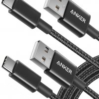 2 броя - Anker USB-A към USB-C кабел за бързо зареждане и данни, найлонова оплетка, 180 см, снимка 1 - USB кабели - 40028126