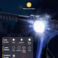 Велосипедни светлини Babacom [8+7 режима], USB акумулаторни, снимка 2 - Аксесоари за велосипеди - 42809722