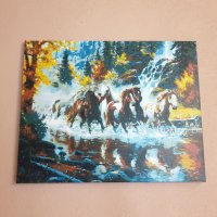 Нова картина Коне на реката , снимка 1 - Картини - 32145026