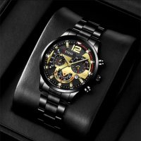Луксозен Мъжки часовник бизнес класа DEYROS"Черен-Златист", снимка 3 - Мъжки - 42748280