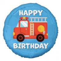 Пожарникарска кола пожарна кръгъл фолио фолиев балон хелий и въздух парти рожден ден, снимка 1 - Други - 37488612