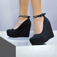 Обувки на платформа - черни - SL47, снимка 1 - Дамски ежедневни обувки - 42208416