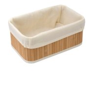 Бамбукова кошница за съхранение от бежов плат, 28x18x12 см, снимка 2 - Декорация за дома - 44461973