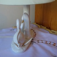 Ретро настолна лампа с порцеланови лебеди.     , снимка 6 - Настолни лампи - 42407248