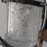 Стара антикварна захарница или съд за лед(метал стъкло), снимка 3 - Други ценни предмети - 40820061