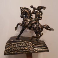 Масивен метален конник 1.4кг –стара статуетка, Отлична!, снимка 2 - Антикварни и старинни предмети - 34930338