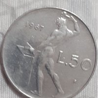 50 лири Италия 1967, снимка 2 - Нумизматика и бонистика - 32080739