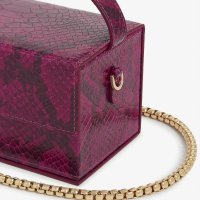 L'AFSHAR Ida Fuchsia Python Leather Clutch Bag Дамска Чанта от Змийска Кожа, снимка 3 - Чанти - 42223795