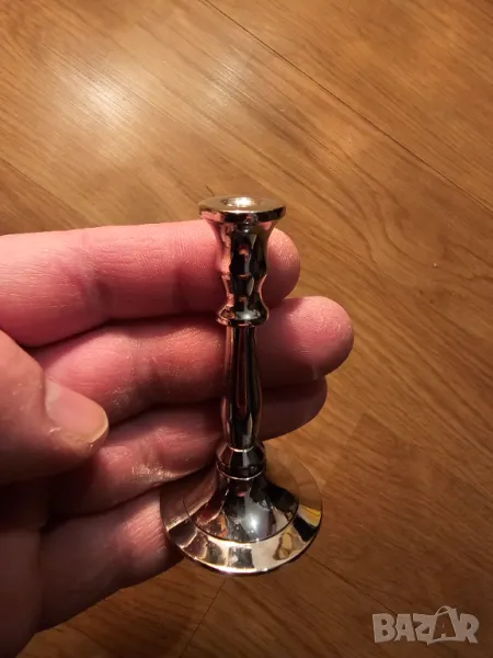 Свещник за ритуални свещи с подарък, свещник за църковни свещи, малък свещник сив хром религия, снимка 1