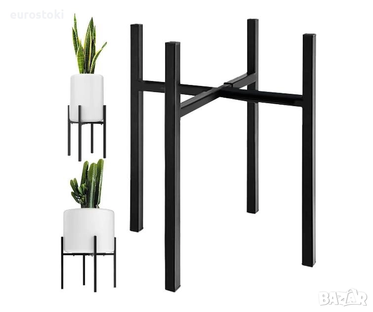 Регулируема поставка за саксии,  метална черна, снимка 1