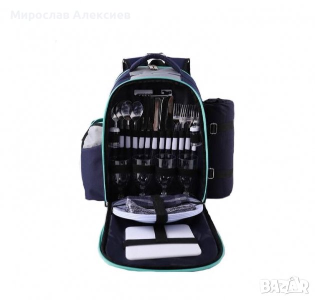 Раница за пикник с прибори за хранене и сервиране за 4 души, снимка 1