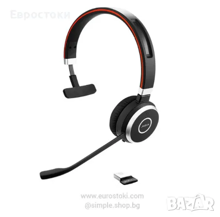 Безжична слушалка Jabra Evolve 65 UC, Bluetooth моно слушалка с микрофон, включва Link 370 USB , снимка 1