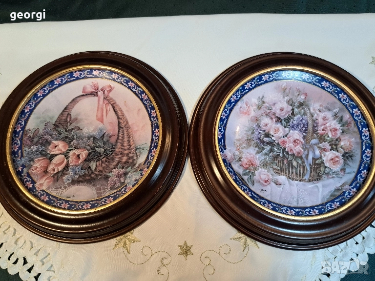 декоративни порцеланови чинии рози лалета Lena Liu 27/4, снимка 1