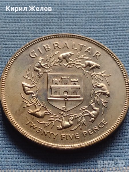 Монета 25 пенса 1977г. Гибралтар 25г. От коронацията на кралица Елизабет втора 40435, снимка 1