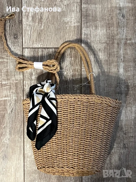 нова лятна чанта тип кошница плетена , снимка 1
