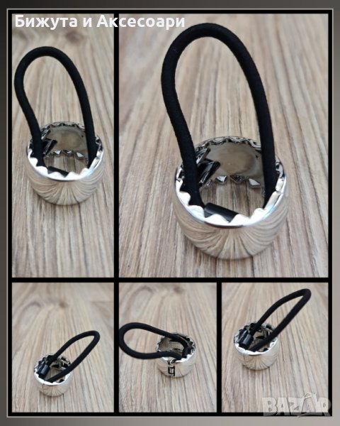 Ластик за опашка с форма на халка - сребрист, снимка 1