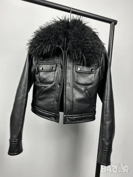 MANGO уникално кожено яке с косъм , снимка 1