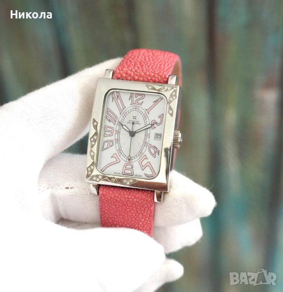 Дамски часовник с диаманти - Officina del Tempo, 29x37мм, снимка 1