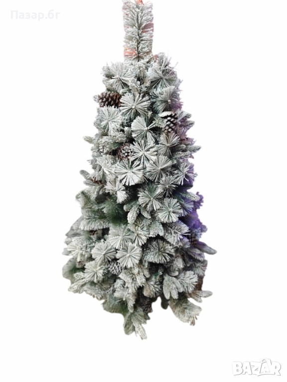 Изкуствено борче/елха със заскрежени иглички и шишарки, снимка 1