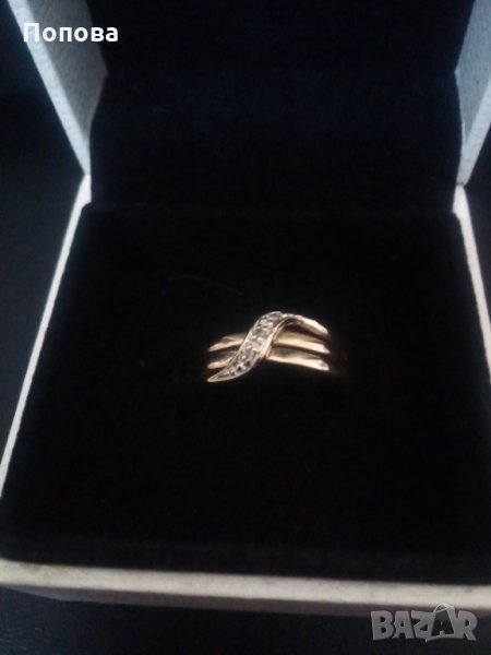 Дизайнерски златен пръстен с диаманти, снимка 1