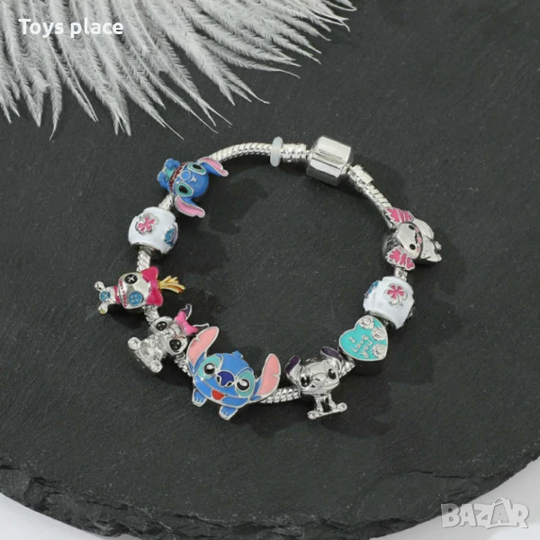 Гривна с талисмани тип Pandora Лило и Стич Lilo and Stitch , снимка 1