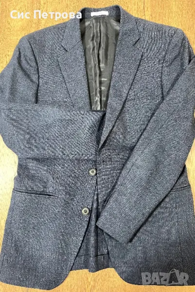 Мъжко синьо-сиво (меланж) сако, снимка 1
