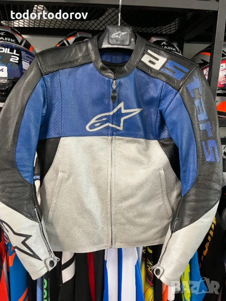 Кожено мото яке за мотор ALPINESTARS SX-1,48 S/M,всички протектори, снимка 1