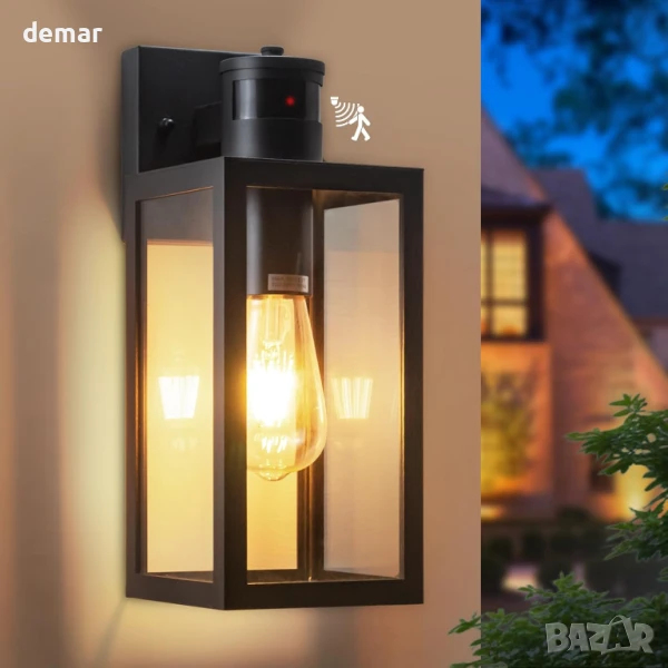 Външна стенна лампа Yaolon със сензор за движение - охранителна лампа от здрач до зори, снимка 1