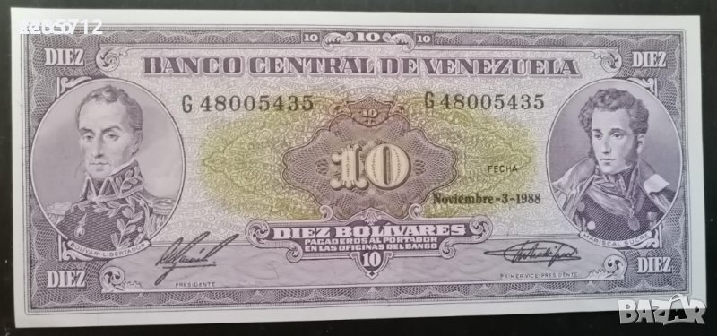Венецуела 10 боливара 1988 б1, снимка 1