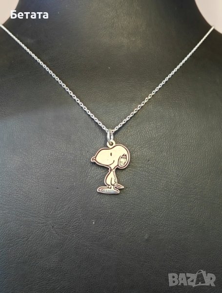 Сребърно колие с висулка на кученцето Снупи - Snoopy, снимка 1
