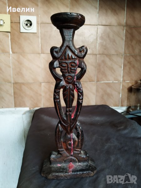 стар дървен свещник, снимка 1