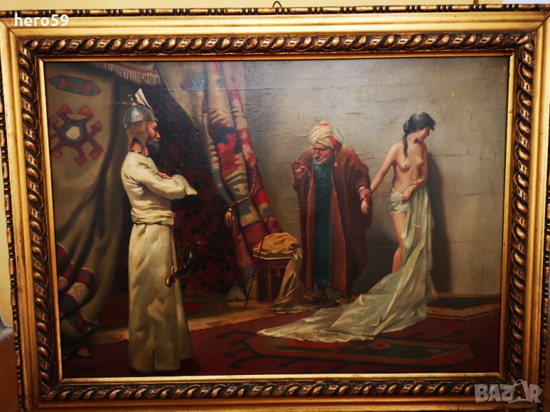 Картина масло-Rudolf Ernst/Търговец продава робиня на султан Baezit 2/, снимка 1