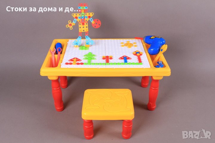✨Детска маса, столче, инструменти и 3D пъзел (мозайка) , снимка 1