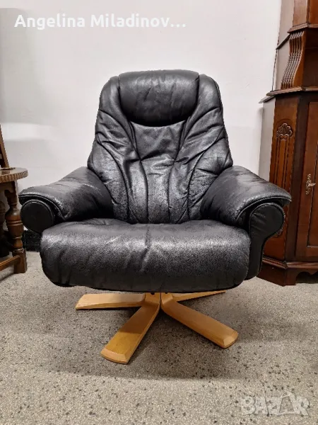 фотьойл, кресло от естествена кожа със зони за релакс , снимка 1