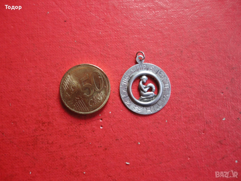 Сребърен медальон зодия Дева 925, снимка 1