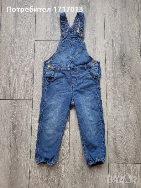 Дънков гащеризон с презрамки HM (H&M) Размер 98, снимка 1