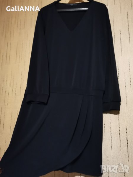 ЕЛЕГАНТНА РОКЛЯ ТЪМНОСИНЯ ЛИКРА РАЗМЕР2 XL, снимка 1