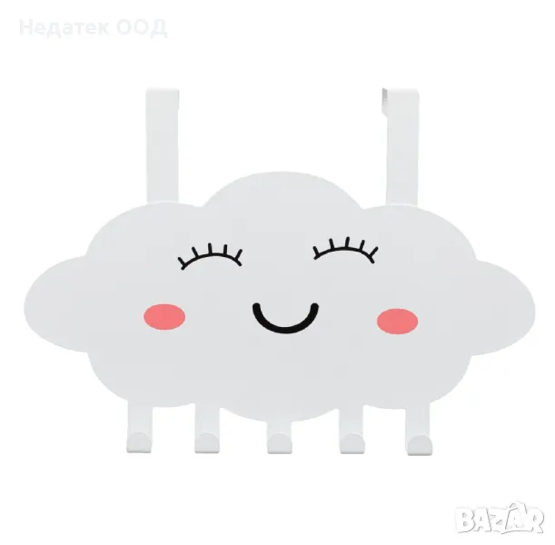 Закачалка за врата, Облак, Метал, Детска, 5 места, 32см, Бяла, снимка 1